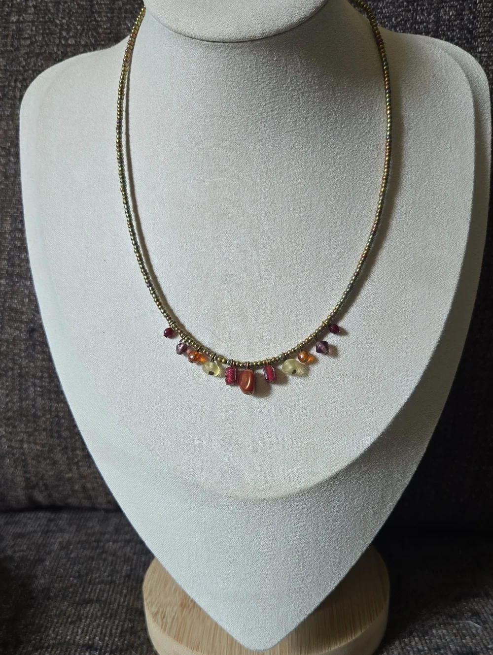 Vintage Boho Earth Tone And Glass Beaded Necklace 💫